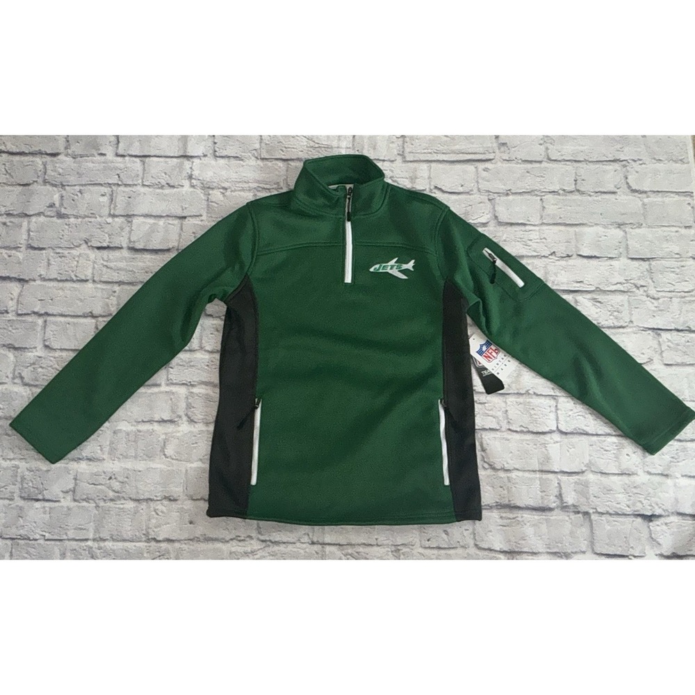Marks New York NY Jets Fleece Pullover NFL 1/4‎ Zip Jacket Pullover Small NWT